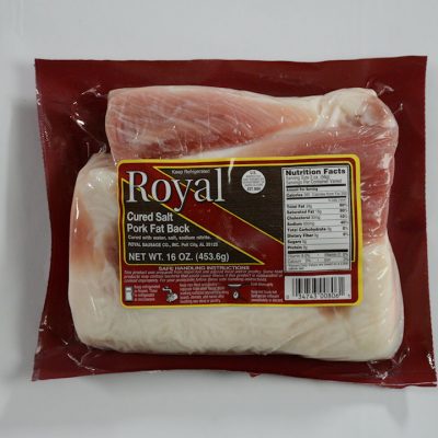 Royal Cured Salt Pork Fat Back - 16 oz.