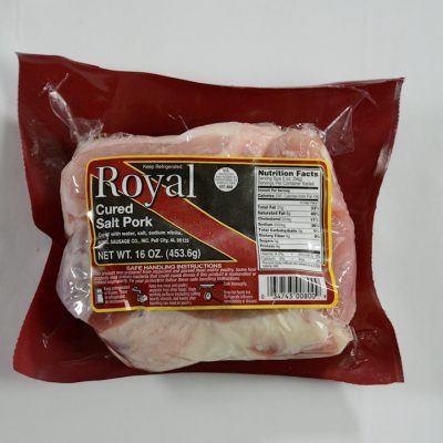 Royal Cured Salt Pork Back - 16 oz.